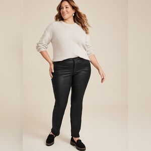 💜 NWOT Edgely Black Coated High Rise Slim Straight Ankle Jeans 22 3X